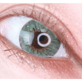 LensTown 247 Fit Green (10p) — single-eye close-up showing the contact lens appearance