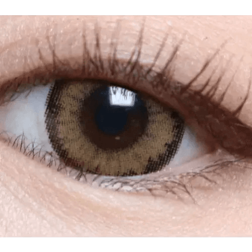 LensVery 3Brown Code2 colored contacts - on-eye close-up showing the color and design