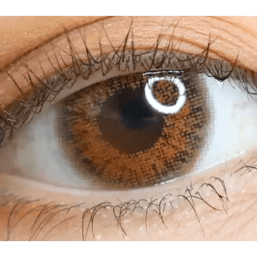 LensVery 3Brown Code3 colored contacts - on-eye close-up showing the color and design