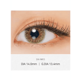 LensVery 3Brown Code3 colored contacts - on-eye close-up showing the color and design