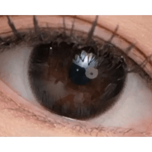 Olens And Black — single-eye close-up showing the contact lens appearance