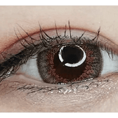 LensTown Back to Basic Avenue Brown — single-eye close-up showing the contact lens appearance