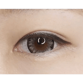 LensTown Back to Basic Macaron Brown — single-eye close-up showing the contact lens appearance