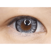 LensTown Back to Basic Macaron Gray — single-eye close-up showing the contact lens appearance