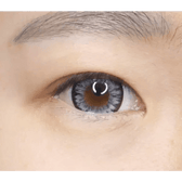 LensTown Back to Basic Macaron Gray — single-eye close-up showing the contact lens appearance