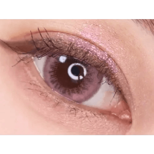 LensTown Back to Basic Street Ash Pink — single-eye close-up showing the contact lens appearance