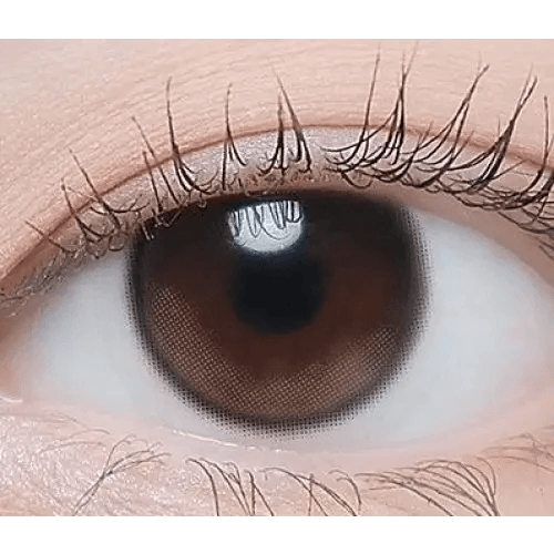 LensTown Beloved Serum Brown — single-eye close-up showing the contact lens appearance