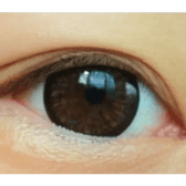 Olens Big Grang Grang Choco — single-eye close-up showing the contact lens appearance