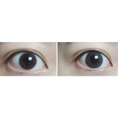 Olens Bigsome Gray — both eyes wearing the contact lenses