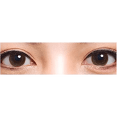 Olens BS 21 Brown — both eyes wearing the contact lenses