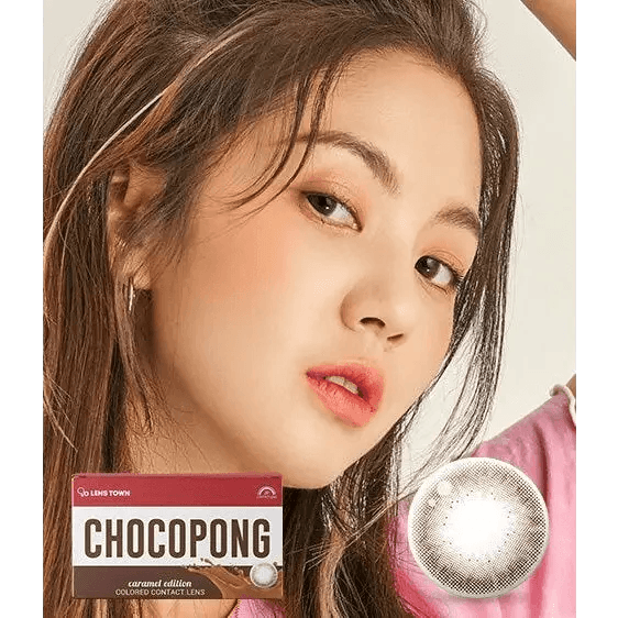 LensTown Choco Pong Caramel Choco colored contact lens, 13.3mm graphic diameter, Monthly wear