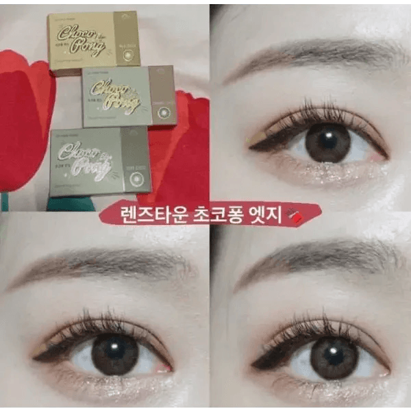 LensTown Choco Pong Edge Caramel Choco — contact lens product information graphic