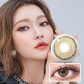 LensTown Choco Pong Edge Milk Choco — model portrait showing the contact lens look