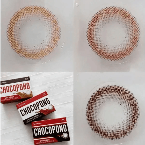 LensTown Choco Pong Milk Choco — contact lens product information graphic