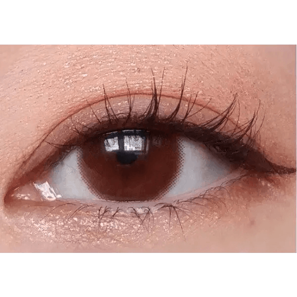 LensTown Chocopong Caramel Choco — single-eye close-up showing the contact lens appearance