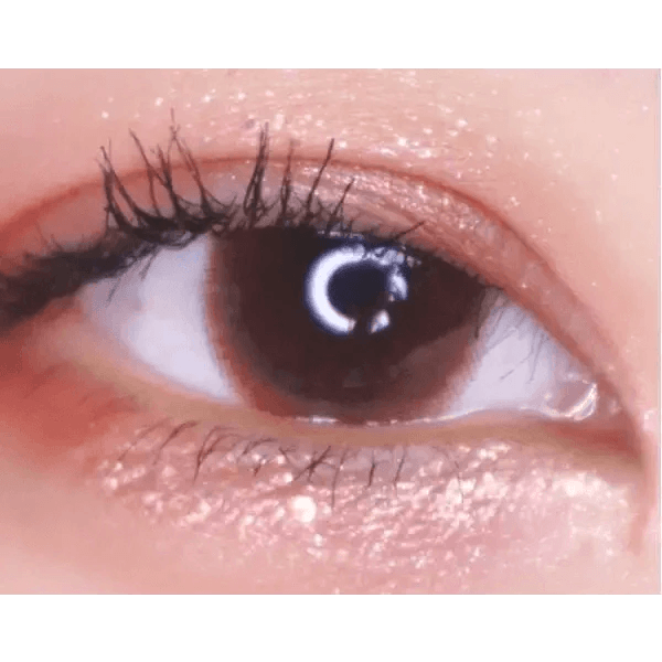 LensTown Chocopong Caramel Choco — single-eye close-up showing the contact lens appearance