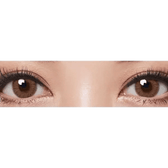 Olens Classi Mistique Brown — both eyes wearing the contact lenses