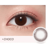 Olens Classi Water Choco — single-eye close-up showing the contact lens appearance