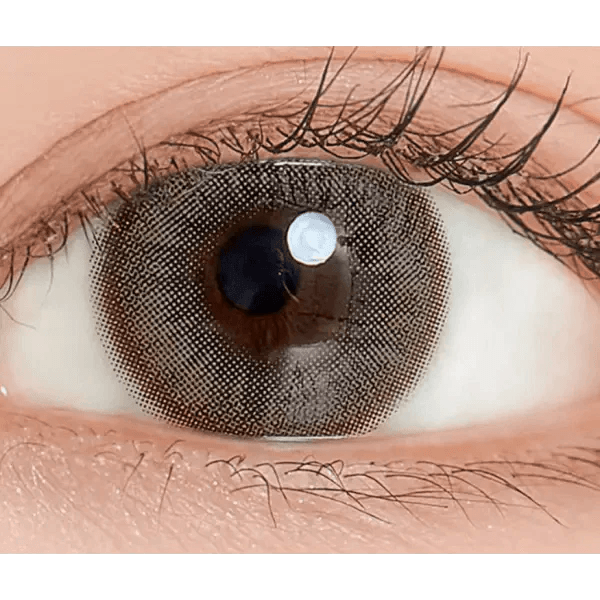 LensTown Coco View Tiny Gray — single-eye close-up showing the contact lens appearance