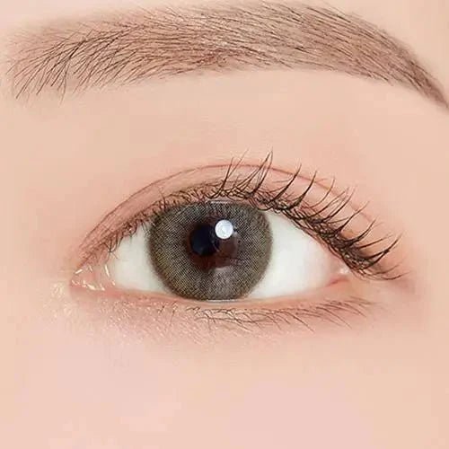 LensTown Coco View Tiny Gray — single-eye close-up showing the contact lens appearance