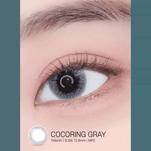 LensRang Cocoring Gray — single-eye close-up showing the contact lens appearance