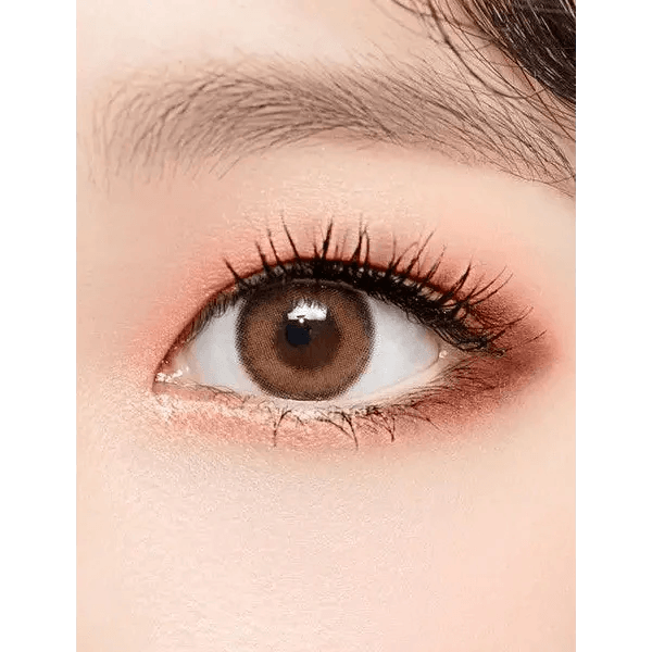 LensRang Comely Brown — single-eye close-up showing the contact lens appearance