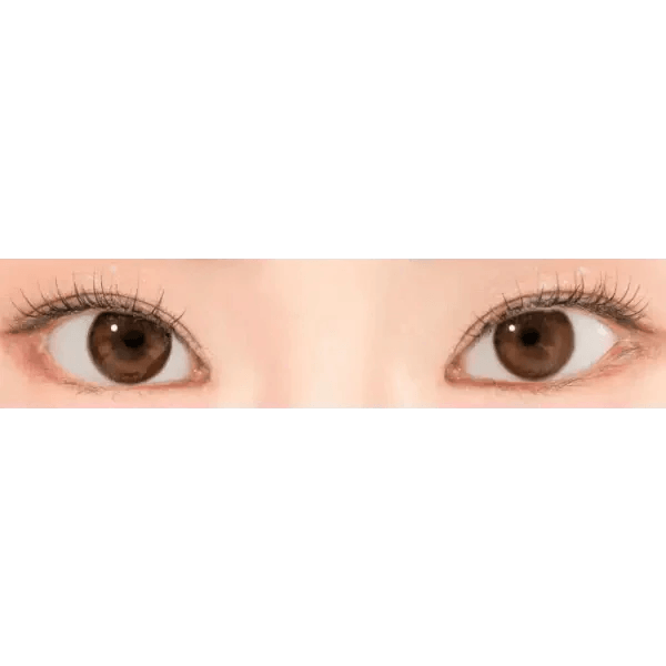 LensRang Comely Choco — both eyes wearing the contact lenses