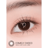 LensRang Comely Choco — single-eye close-up showing the contact lens appearance