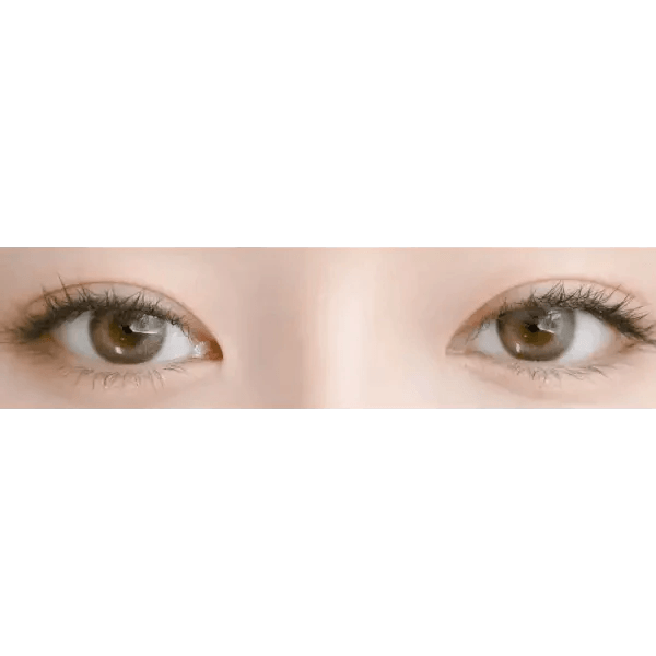 LensRang Credit Ash Brown — both eyes wearing the contact lenses