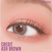 LensRang Credit Ash Brown — single-eye close-up showing the contact lens appearance