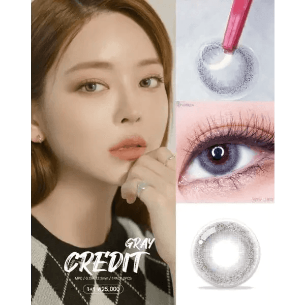 LensRang Credit Gray colored contact lens, 13.2mm graphic diameter, Monthly wear