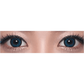 Olens Dali Extra Blue — both eyes wearing the contact lenses