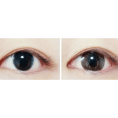 Olens Dali Extra Brown — both eyes wearing the contact lenses
