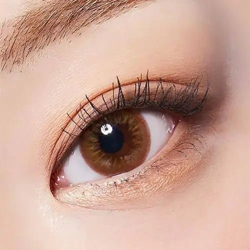 LensTown DODO Brown — single-eye close-up showing the contact lens appearance
