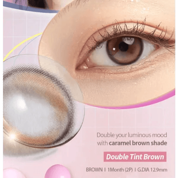 Olens Double Tint Brown colored contact lens, 12.9mm graphic diameter, Monthly wear