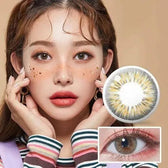 LensTown Eau So Pretty Brown — model portrait showing the contact lens look