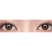 Olens Eyelighter Glowy 1Day Brown (20p) — both eyes wearing the contact lenses
