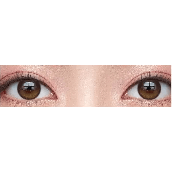 Olens Eyelighter Glowy 1Day Brown (20p) — both eyes wearing the contact lenses