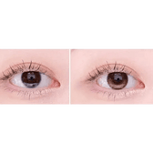 Olens Eyelighter Glowy 1Day Brown (20p) — both eyes wearing the contact lenses