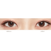 Olens Falling Brown — both eyes wearing the contact lenses
