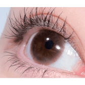 Olens Falling Brown — single-eye close-up showing the contact lens appearance
