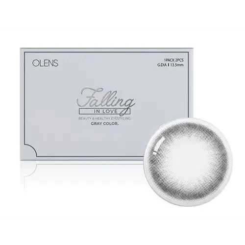 Olens Falling Gray colored contact lens, 13.5mm graphic diameter, Monthly wear