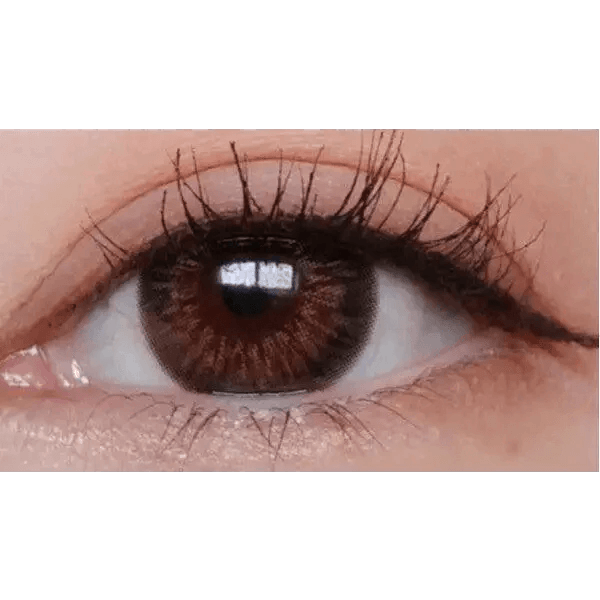 LensTown Fancia Gold Brown — single-eye close-up showing the contact lens appearance