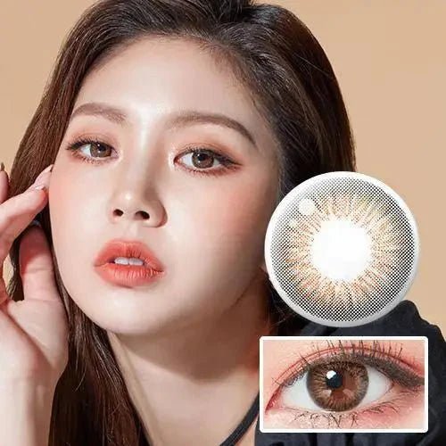 LensTown Fancia Gold Brown colored contact lens, 13.6mm graphic diameter, Yearly wear