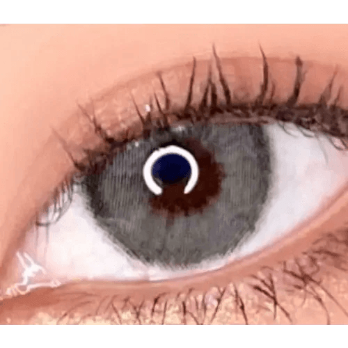 LensVery Funny Ann Wind Gray — single-eye close-up showing the contact lens appearance