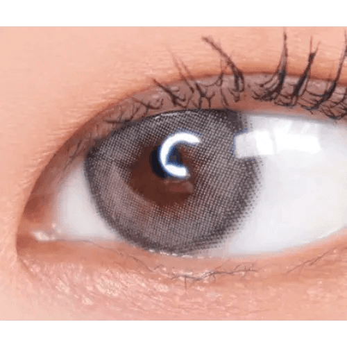 LensVery Funny Ann Wind Gray — single-eye close-up showing the contact lens appearance