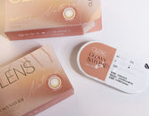 Olens Glowy Natural Latte Brown colored contact lens, 13.0mm graphic diameter, Monthly wear