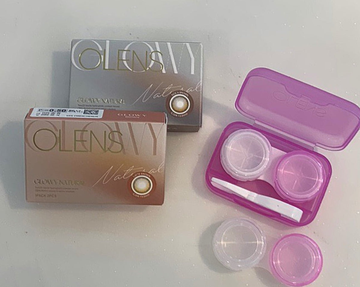 Olens Glowy Natural Latte Brown colored contact lens, 13.0mm graphic diameter, Monthly wear