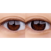 Olens Grang Grang Choco — both eyes wearing the contact lenses