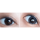 Olens Grang Grang Gray — both eyes wearing the contact lenses